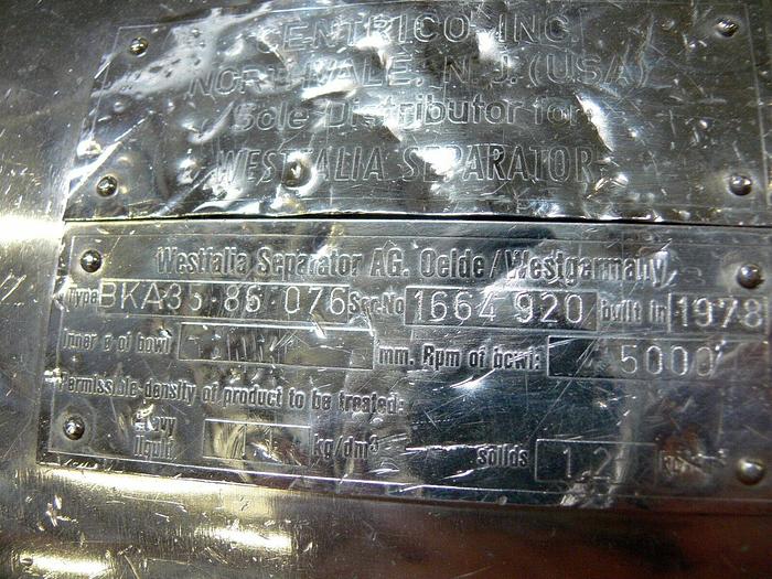 Used GEA Westfalia BKA35-86-076