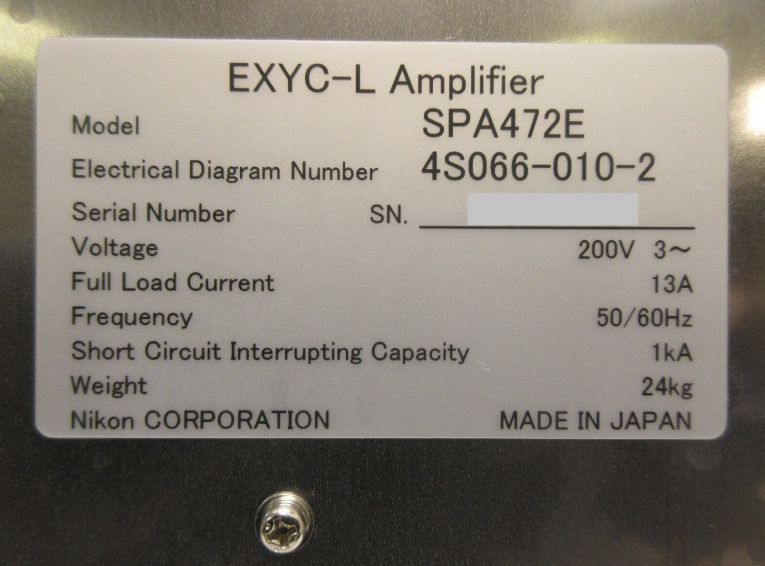 Used Nikon 4S066-010-2 EXYC-L Amplifier SPA472E 4S013-684-1 Used Working