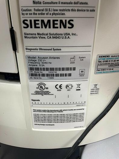 Used Siemens Acuson Antares , Ultrasound with 3 probe : PX4-1 , VFX9-4 , VFX13-5