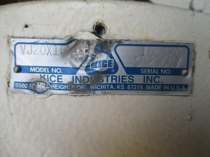 Used Kice Rotary Air Lock 20'' Diameter 15'' X 15'' Square inlet/outlet VJ20X15X15