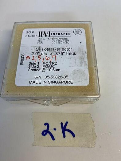 Used II-VI 312457 Si Total Reflector 2.0”Dia. X .375”Thick Coated @10.6um