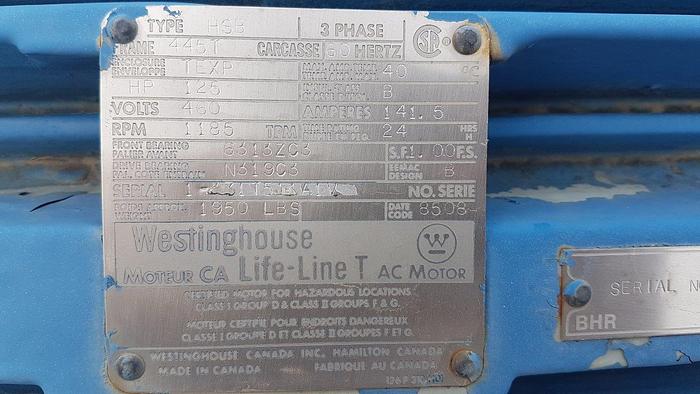 Used Westinghouse 125 HP Elecctric Motor