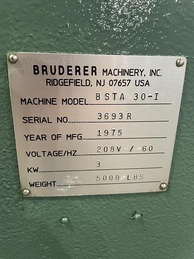 Used 30 Ton, BRUDERER, No. BSTA 30, 3 POST HIGH SPEED PRESS
