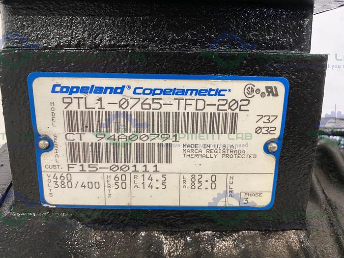 Used Copeland Copelametic 9TL1-0765-TFD-202 Refrigeration Compressor 7.5 HP 3 Phase