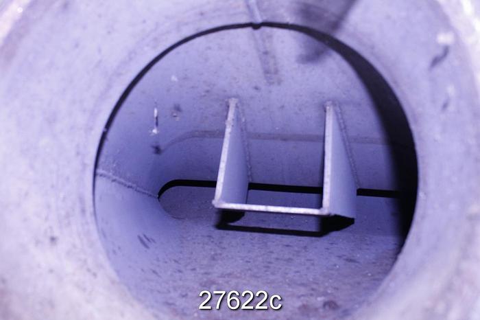 Used Vanec 175-12-107-304 SS Vacuum Pump Discharge Separator/Silencer 30" Diameter, 304 Ss, 12" Inlet, 12" Outlet, 11' Tall, 4" Drain. #27622