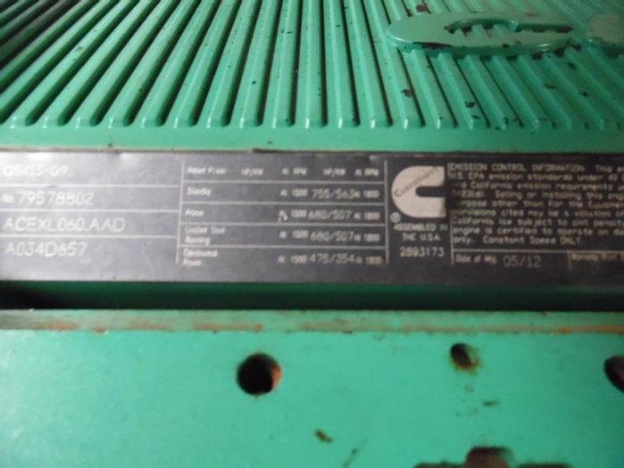 Used 2012 Cummins 500kw Generator