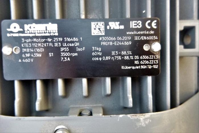 Used Motor, 6 HP, Kueenle Asynchronous, 3500 RPM Out, 460V #C744069