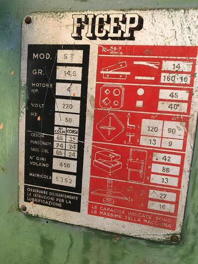 Usato PUNZONATRICE N° 18 FICEP MOD. ST 14S