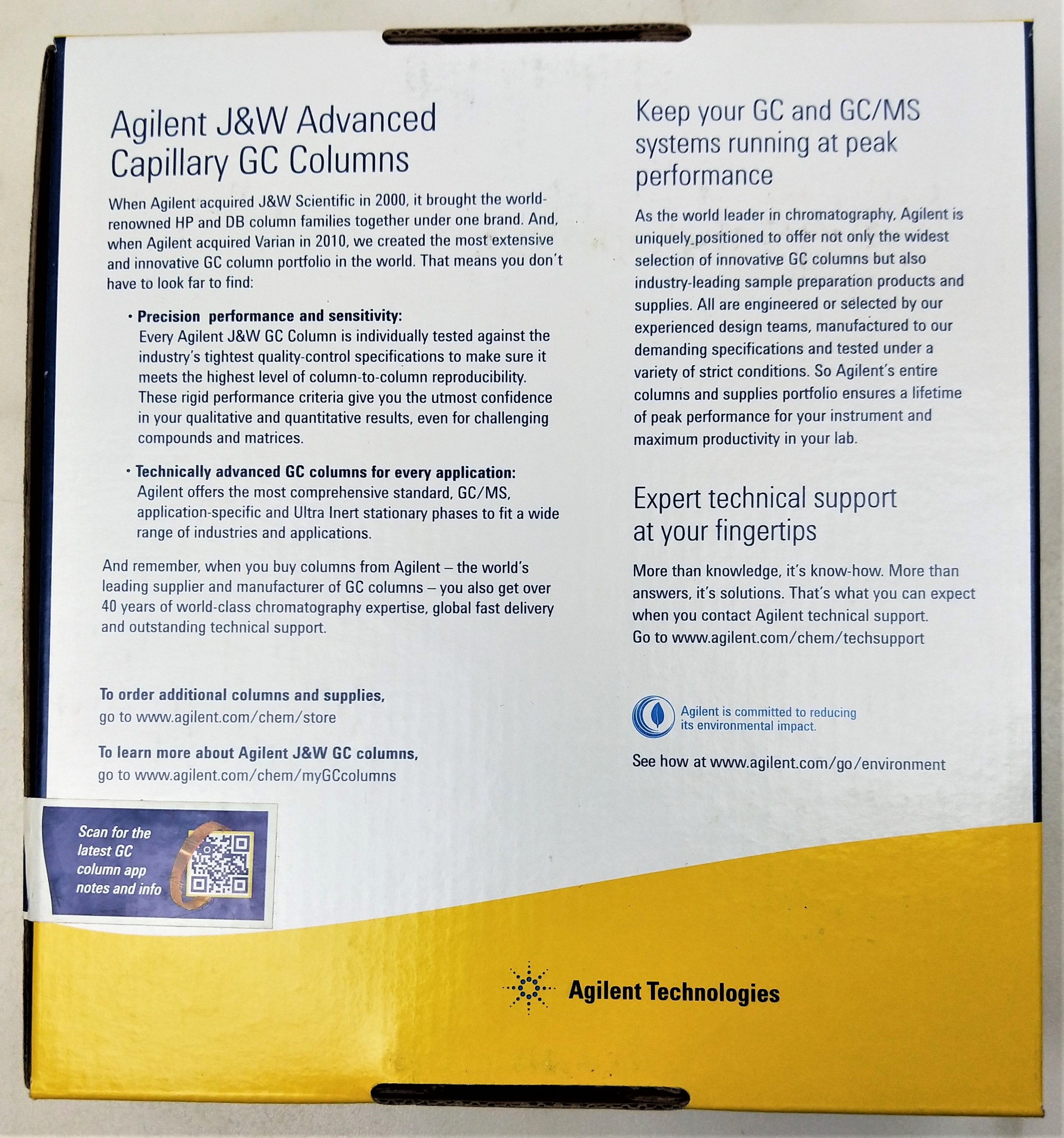 New Open Box Agilent HP-5MS UI (19091S-433UI) Capillary Column - 30M x 0.25mm x 0.25µm