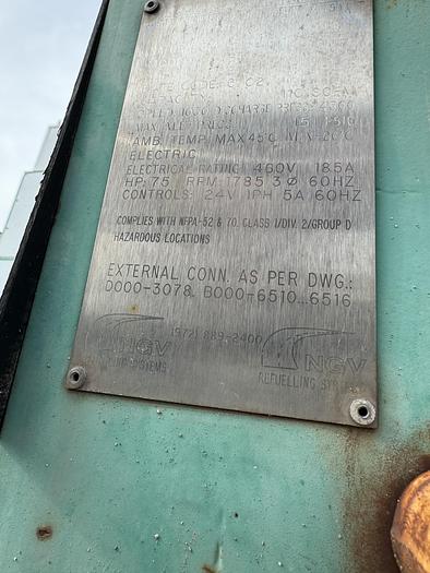 Used 2003 Greenfield / Sulzer CNG Compressor B65 -4/6NG, inlet 3-15 psi outlet 4500 psi capacity 83-110 SCFM