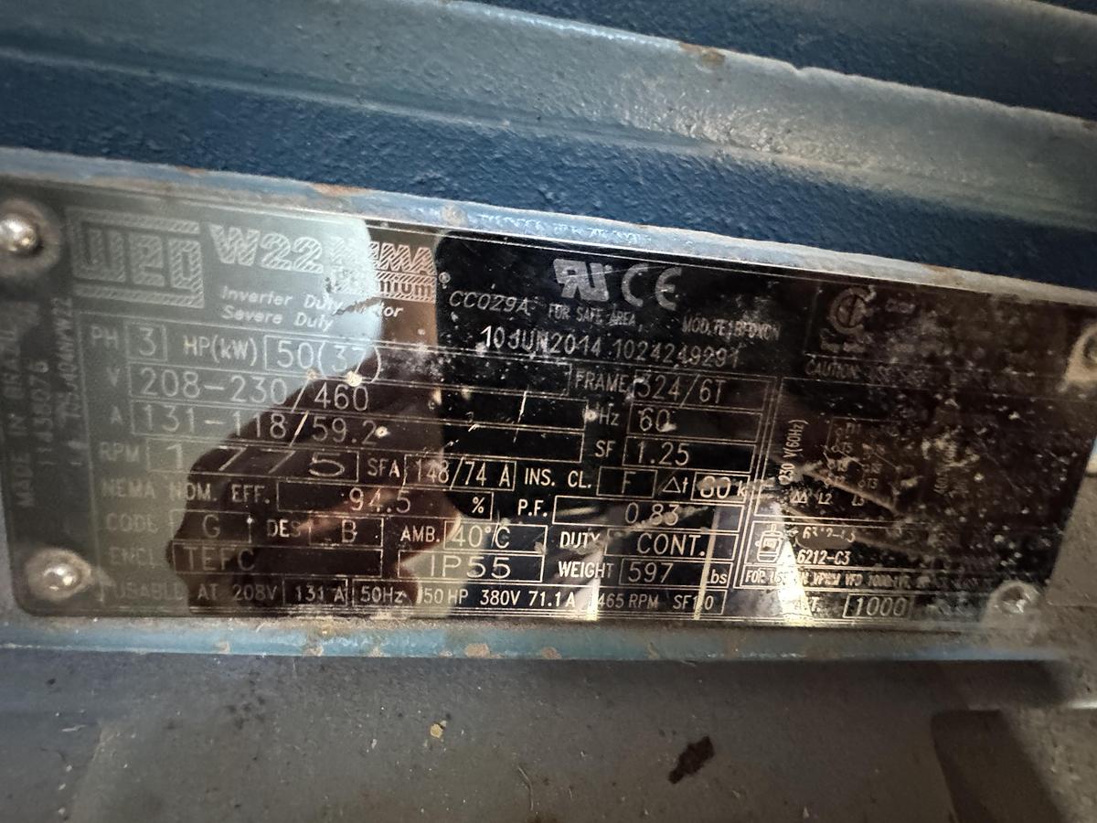 Used IMW50 CNG Compressor - 90 SCFM. 50HP, 30-40psi inlet 4500 PSI Discharge