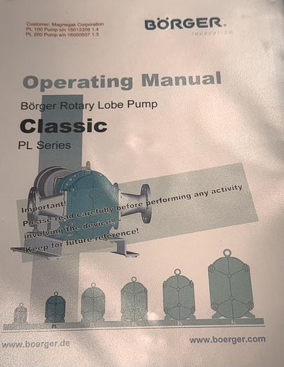 Used BORGER ROTARY LOBE PUMP