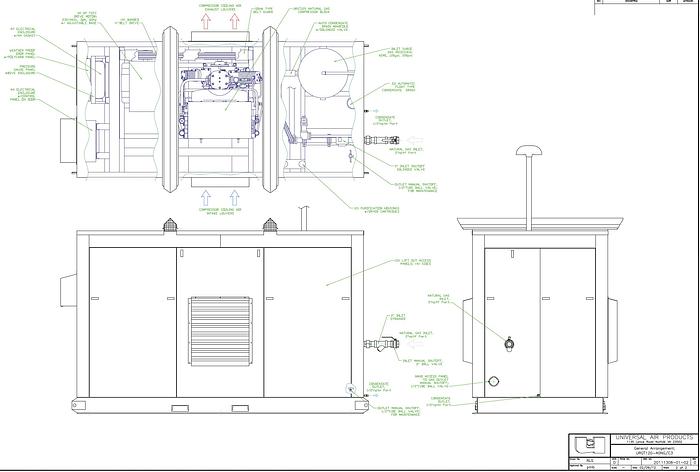 Used Universal  CNG Compressor, 40 HP, Flow Rate 57 SCFM, Inlet 7 psi to 5000 psi