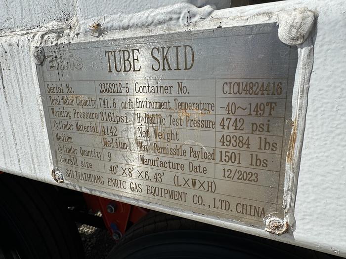 Used Brand NEW - Helium Tube Skid - 160,000 SCF at 3161 PSI. 40ft trailer with 34K GVWR 