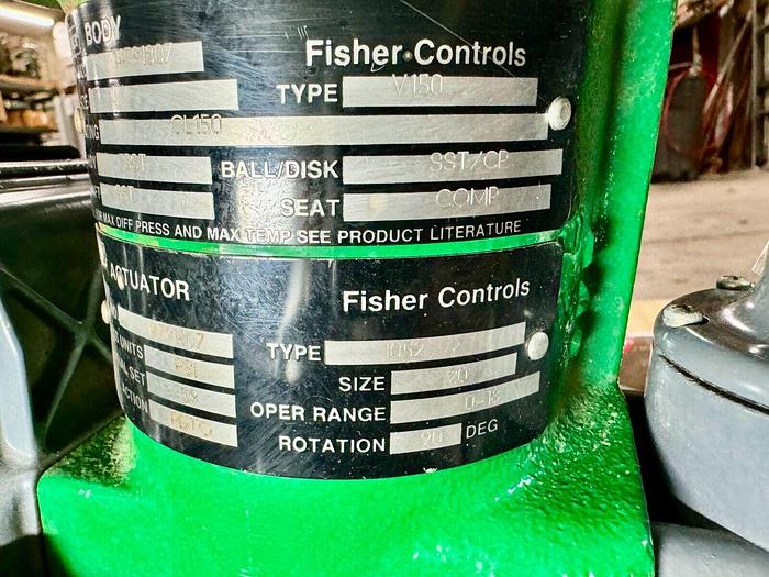 Used Fisher V150 Control Valve with 1052 Size 20 Pneumatic Actuator | 1" | ANSI CL150