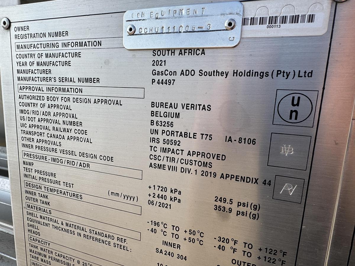 Mobile Cryogenic Gas Trailer with Storage and Regasification (Storage Vessel 22,000L) (Regassification 15,000 SCFH)