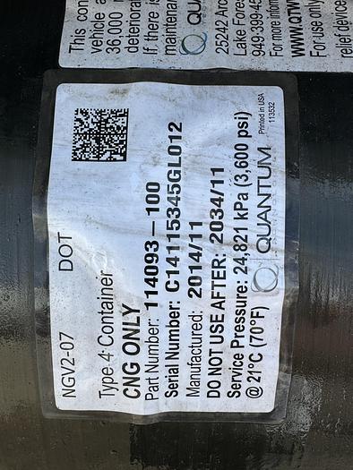 Used 143 GGE CNG Storage Package - Quantum, Back of the cab, 3 tanks pack. Tanks 26x72 (Capacity: 46.7 or 500L each)
