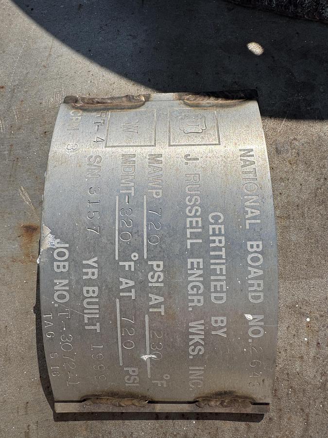 Used 2 million SCFH / 720PSI Steam Sparged / Water Ballast Cryogenic Vaporizer LOX, LIN, LAR, LNG