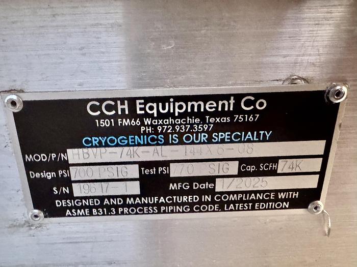 Cryogenic Ambient Vaporizer 74,000 SCFH / 700 PSI for LNG, LOX, LIN, LAR - ReGasPro 74 - Brand New