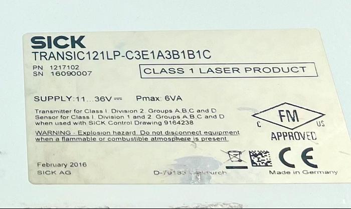 Used TRANSIC121LP OXYGEN MEASURING DEVICE CLASS 1 LASER PROJECT