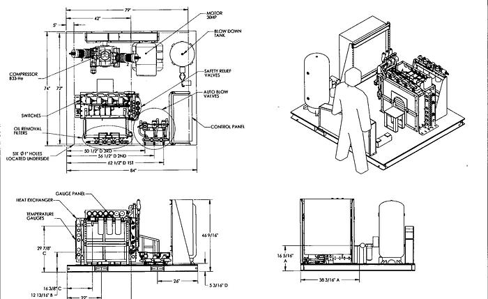 Refurbished GreenField / Atlas Capco B33- He Compressor 100-2000psi to 3000 psi at 100 SCFM
