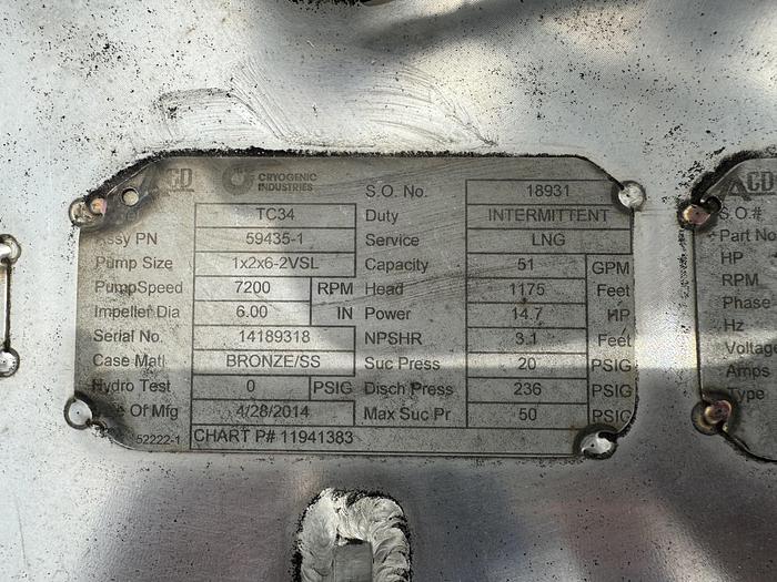 Used LNG Storage 18,000 Gallons Chart with 2 pumps - Brand New - Underground  Horizontal