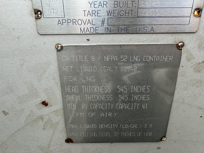 Used LNG Storage 18,000 Gallons Chart with 2 pumps - Brand New - Underground  Horizontal