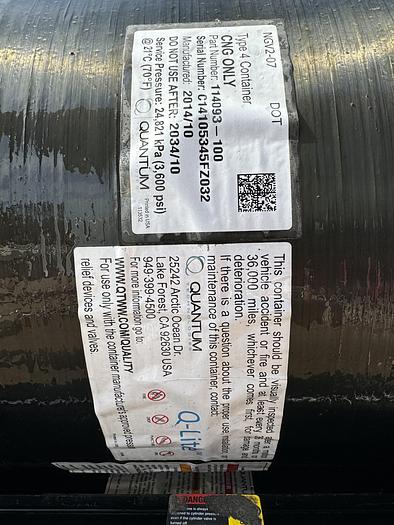 Used 143 GGE CNG Storage Package - Quantum, Back of the cab, 3 tanks pack. Tanks 26x72 (Capacity: 46.7 or 500L each)