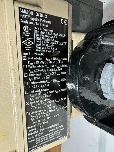 Used Samson 3277 Pneumatic Actuator with 3730-3 Process Controller | Size 1 | 120 cm | ANSI CL150 | 6.0 Bar / 90 PSI