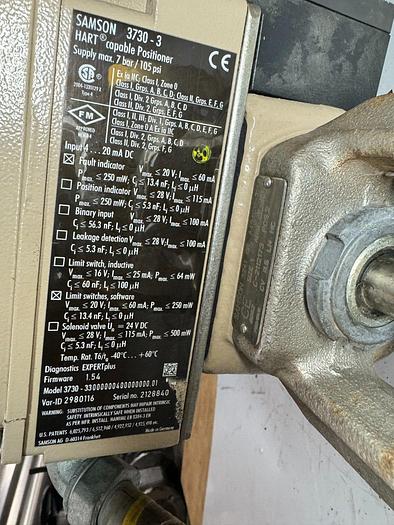 Used Samson 3277 Pneumatic Actuator with 3730-3 Process Controller | Size 1 | 120 cm | ANSI CL150 | 6.0 Bar / 90 PSI
