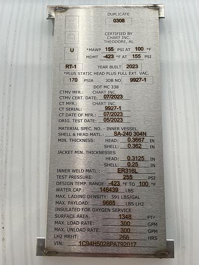 Chart (LH2) Transport Trailer Model ST-17600H 155