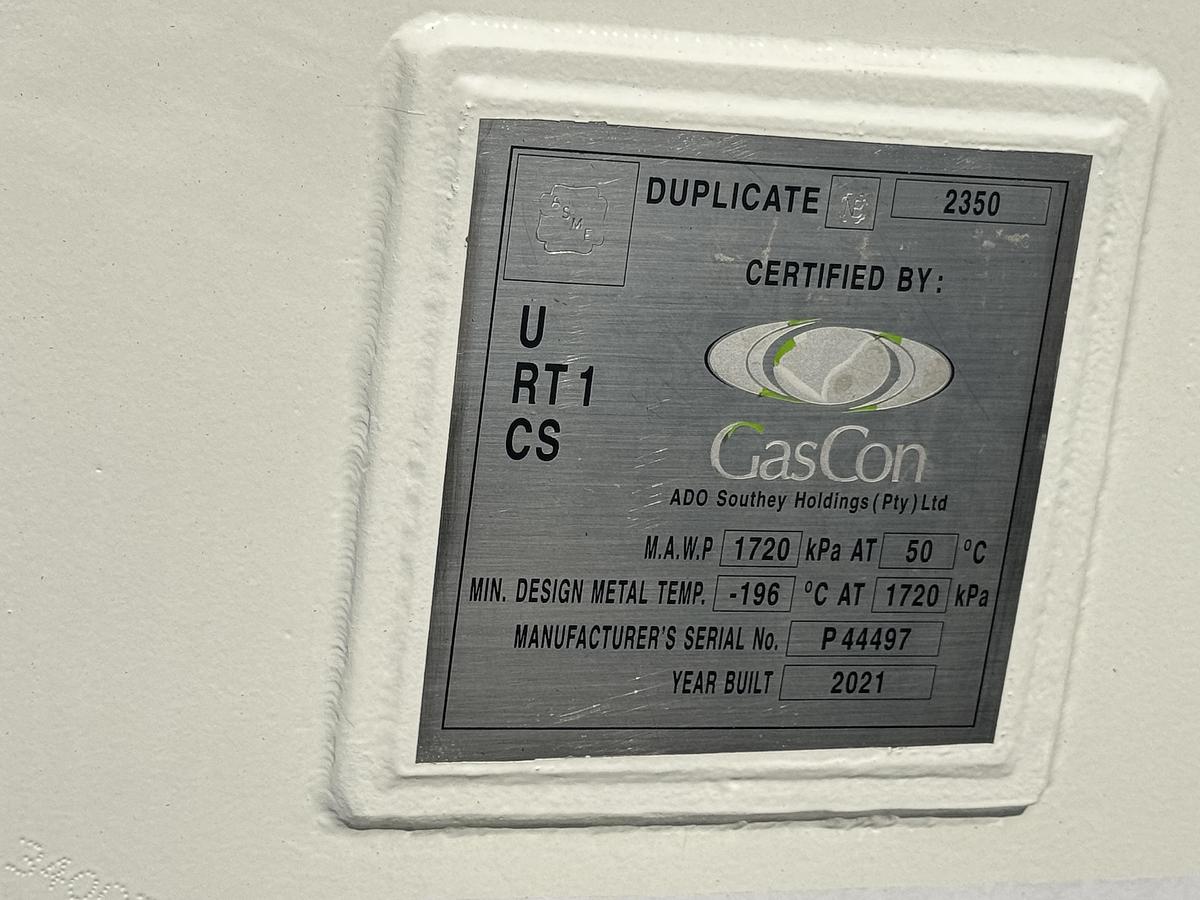 Mobile Cryogenic Gas Trailer with Storage and Regasification (Storage Vessel 22,000L) (Regassification 15,000 SCFH)