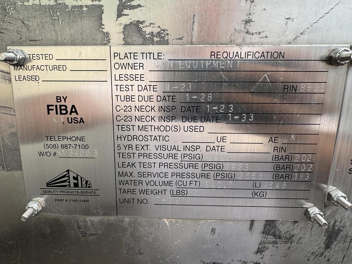 Used Fiba DOT-3AAX-2400 Trailer T-291 Argon 2658psi 340WCF