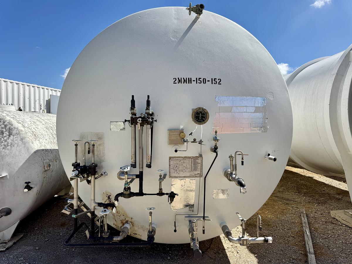 Used Process Engineering 20,000 Gallon Liquid Nitrogen Cryogenic Storage Tank – 150 PSI – Horizontal Vacuum Insulated