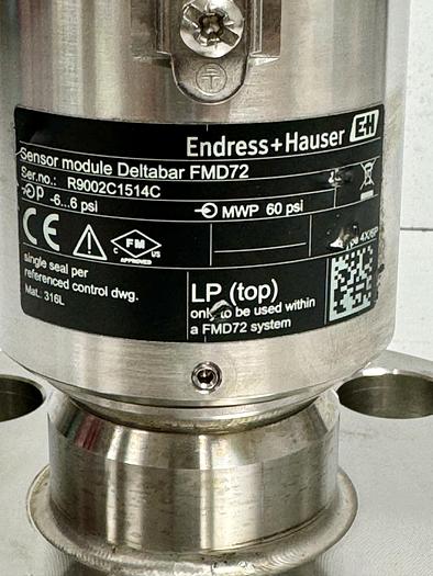 Used E+H Deltabar FMD72 Pressure System MWP 60psi 316L