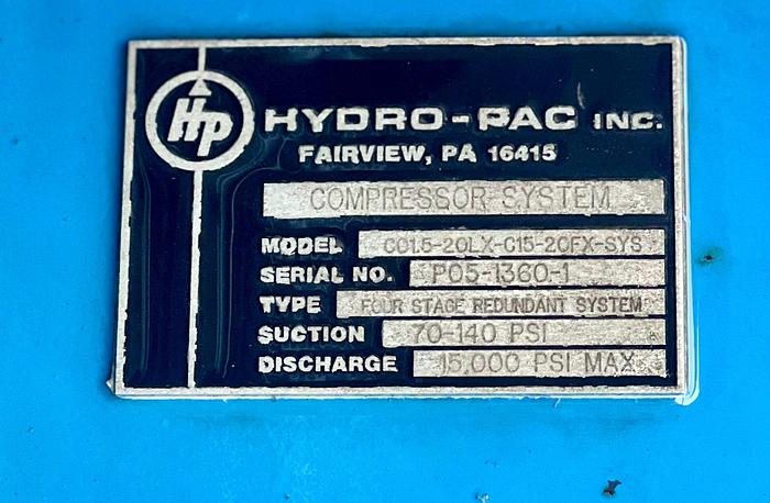 Used Hydro-Pac Compressor System