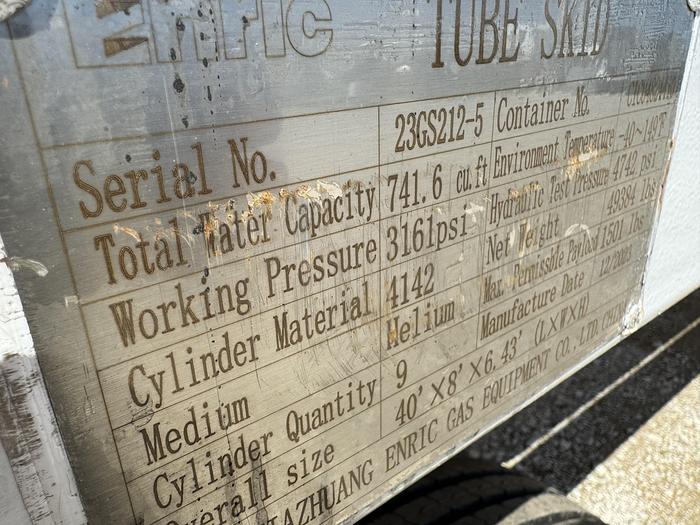 Used Brand NEW - Helium Tube Skid - 160,000 SCF at 3161 PSI. 40ft trailer with 34K GVWR 