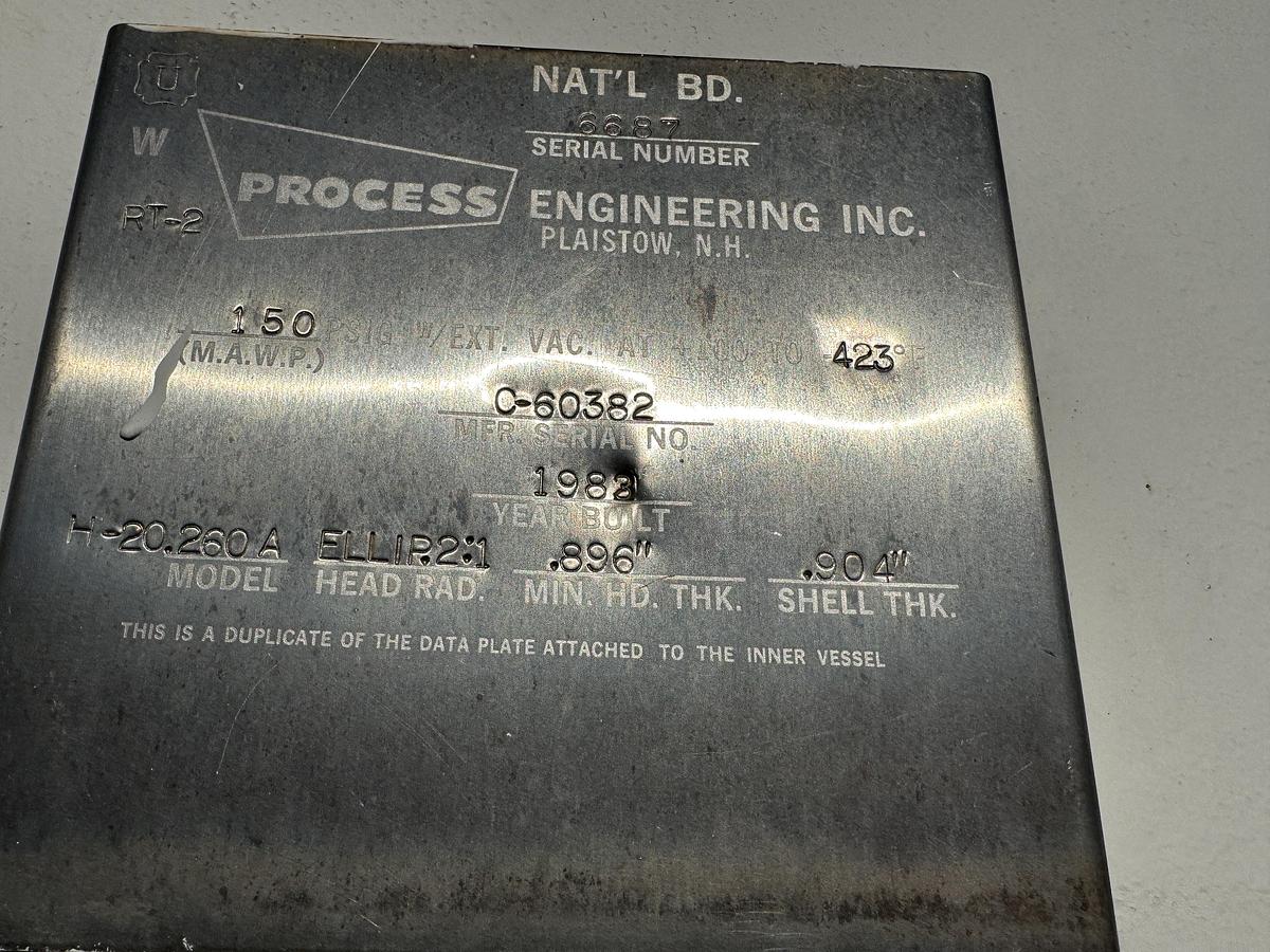 Used Process Engineering 20,000 Gallon Liquid Nitrogen Cryogenic Storage Tank – 150 PSI – Horizontal Vacuum Insulated