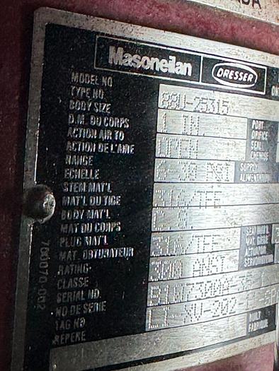 Used Masoneilan 3" Model 88U-25125 Diaphragm Control Valve | 1" Body | 300 ANSI | SVI-2 Valve Positioner | Air Filter Regulator