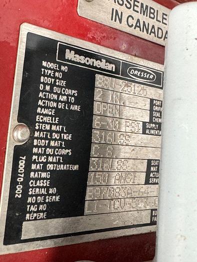 Used Masoneilan 3" Model 88U-25125 Diaphragm Control Valve | 2" Body | 150 ANSI | SVI-2 Valve Positioner | Air Filter Regulator