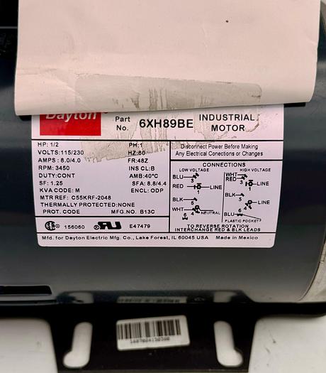 Dayton 6XH89BE Industrial Motors