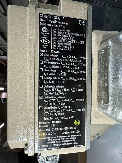 Used Samson 3277 Pneumatic Actuator with 3730-3 Process Controller | Size 1 | ANSI CL150 | 6.0 Bar / 90 PSI | 120 cm