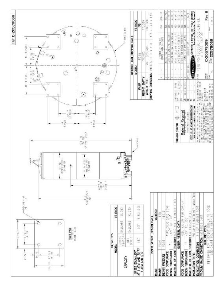 Used Vertical Cryogenic Tank 18,000 Gallon - LNG Storage VS-18000SC-175CS-S100-LNG