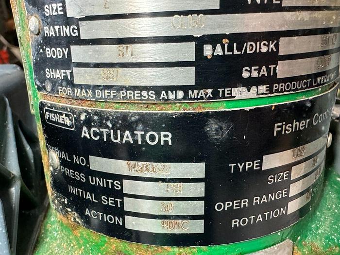 Used Fisher Controls Type 1052/V100 Pneumatic Actuator Valve | Size 20 | ANSI CL150 | Industrial Process Control