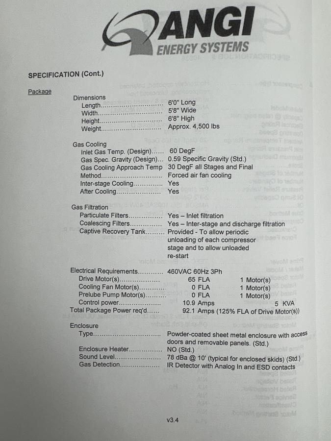 Used ANGI Natural Gas Compressor Package – Model NG-050-E-S-4-Z