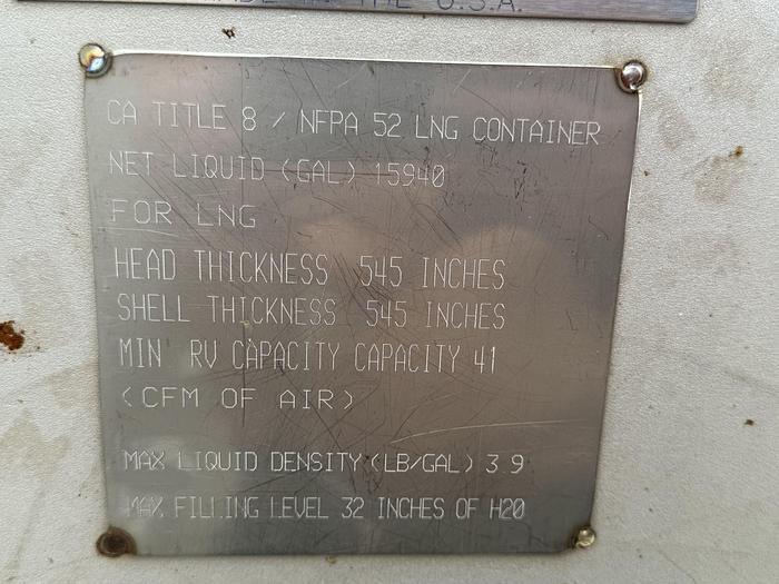 Used LNG Storage 18,000 Gallons Chart with 2 pumps - Brand New - Underground  Horizontal