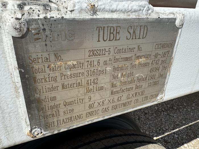 Used Brand NEW - Helium Tube Skid - 160,000 SCF at 3161 PSI. 40ft trailer with 34K GVWR 