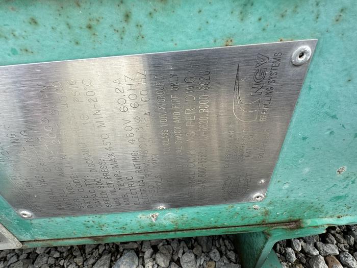 Used 2003 Greenfield / Sulzer CNG Compressor B65 -4/6NG, inlet 3-15 psi outlet 4500 psi capacity 83-110 SCFM