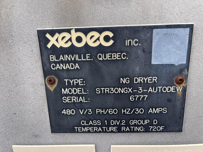 Used CNG Gas Dryer - Regenerable Single Tower Natural Gas Dryer, inlet 5-120 psi, flow up tp 1876 scfm