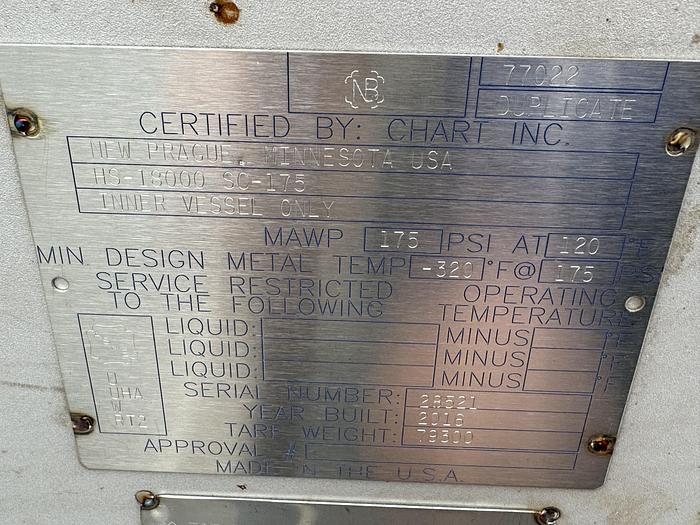 Used LNG Storage 18,000 Gallons Chart with 2 pumps - Brand New - Underground  Horizontal